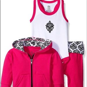 NWT 9-12 Mo 3 Piece Baby Cotton Hoodie, Bodysuit and Pants